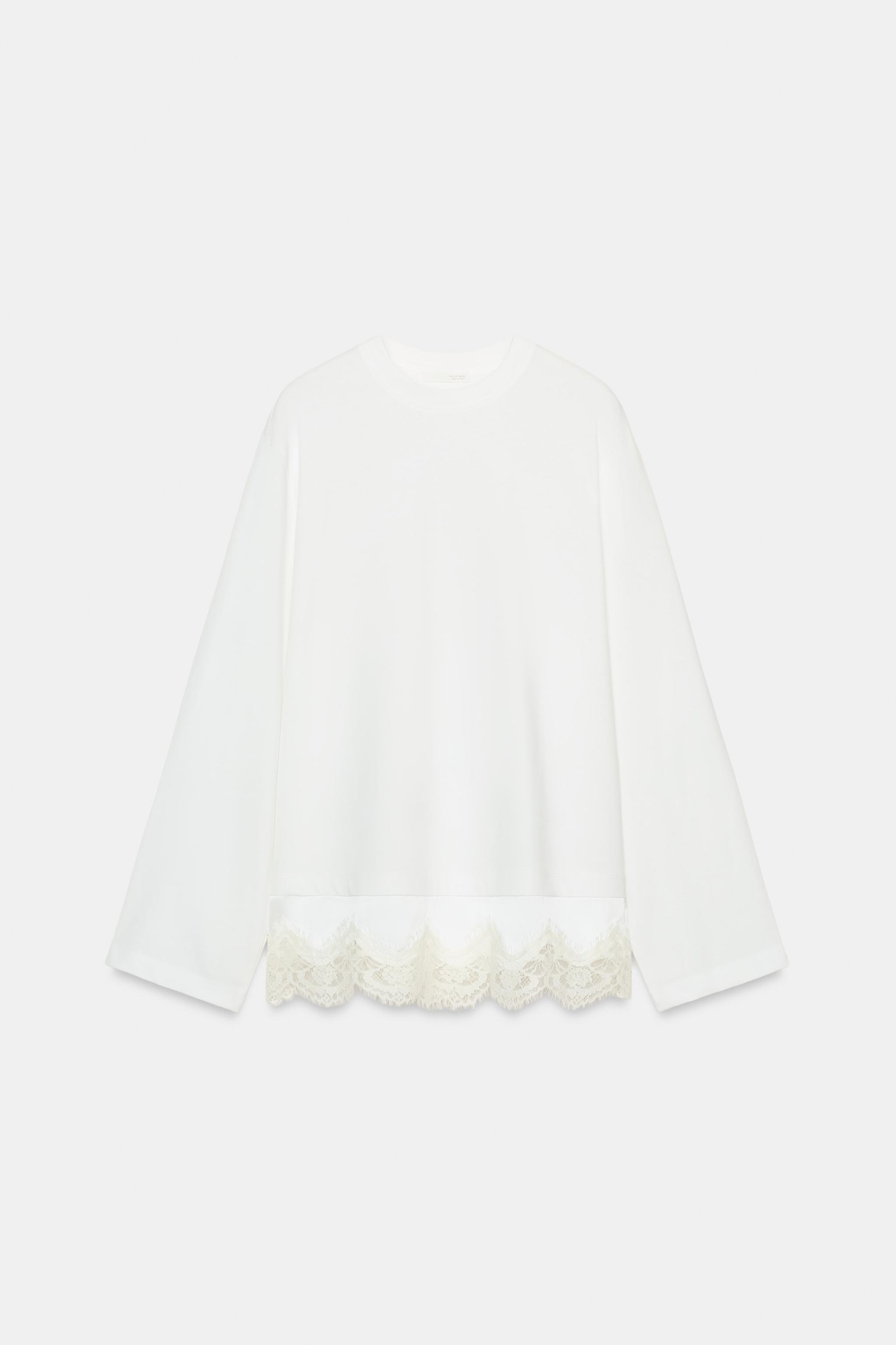 T-SHIRT EN MATIÈRES VARIÉES DENTELLE